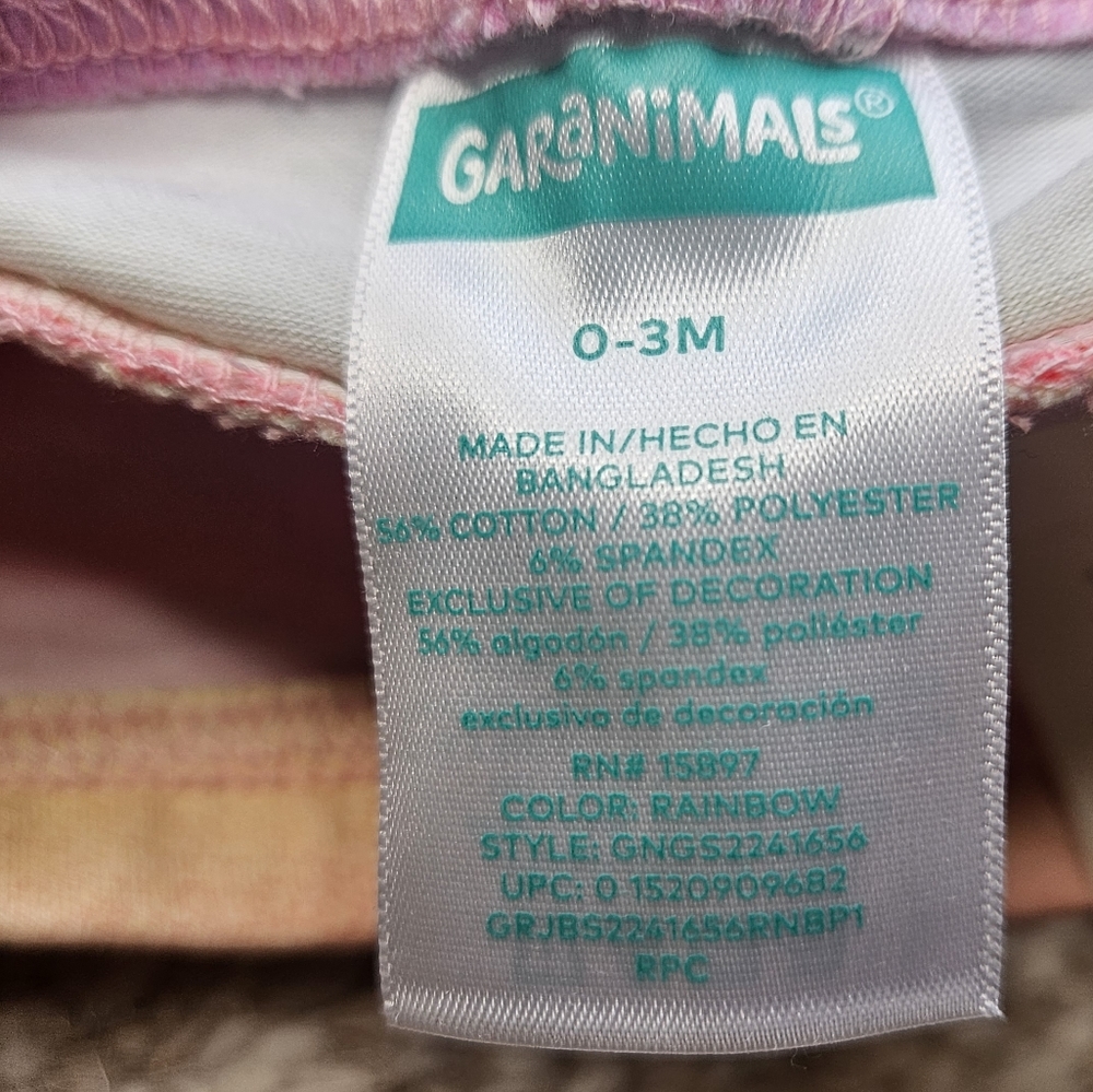 Garanimals Baby Girls Pants 0 to 3 Months Rainbow Pastel Ruffle Back Striped - Picture 3 of 3